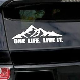 CVANU Mountain Adventure One Live. Live IT Car Self-Adhesive Stickers Exterior Windows Hood Bumper PVC Vinyl Size:- 15X30 White, 19.5 cms-image-4