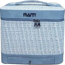 SIBY PU Leather Makeup Organizer Cosmetic Case | Makeup Train Case Cosmetic Organizer for Makeup Brushes, Toiletry | 4 Layer Waterproof Travel Toiletry Bag with Mirror for Women & Girls (Blue)-image-59