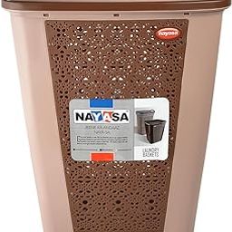 Nayasa Flora Grande 70L With Handles Plastic Laundry Basket | storage organiser | Clothes & Storage Use, Beige-image-69