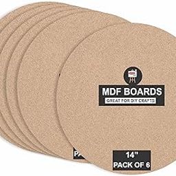 Variety Canvas 6 Piece 14" MDF Round Boards for Art and Craft, Wood MDF Sheets for Craft Work, DIY MDF Cutouts-2