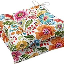 Indoor/Outdoor Gregoire Prima Wrought Iron Seat Cushion (Set of 2), 19" x 18.5" x 5", Blue, 2 Piece-image-90