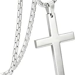 Crusifix Cross Stainless Silver Black Stainless Steel Locket Pendant Necklace Chain For Men And Women_Cross Silver_9-image-59