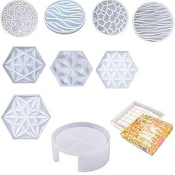 SNOOGG Pack of 10/4 Piece of 3 D Hexa, 4 Piece of 3D Round Coaster, 1 Piece of Round Stand and Slot Stand Coaster for Making and DY Coaster, Flower Preservation, Home,Wedding Décor etc-3