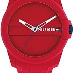 Quartz Analog Red Silicone Strap for Men-TH1710598W-30