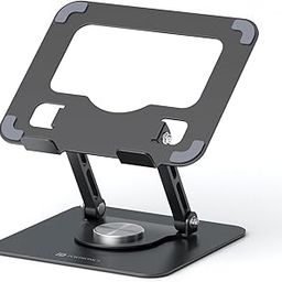 Portronics My Buddy A1, 360° Rotating Metal Tablet Stand with Adjustable Height/Angle, Anti-Slip Pads, Supports Devices Up to 12 Inches (Grey)-25