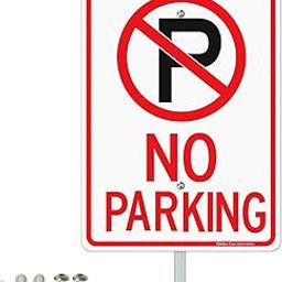 Faittoo No Parking Signs with 36" Stake for Outside, 14"x10" Rust Free Heavy Aluminum, Reflective, Fade Resistant, 2 pre-drilled holes, Includes Matching Screws & Wrench, Easy to Mount-image-26