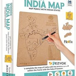 PEZYOX Wooden India Map Puzzle.Pik & Fix The Pieces with The Help of Plucker Provided-20
