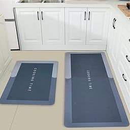 AFUZ Rubber Kitchen Mats for Floor Set of 2 Pcs | Standing Desk Mat Floor Mats | Waterproof Memory Foam Kitchen Rugs | 120 x 40 cm and 40 x 60 cm, Grey-16