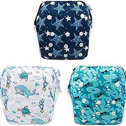 Babygoal Swim Diapers 3 Pack for 6M-3T Boys and Girls, Reusable Adjustable Washable One Size for Baby Toddler Gifts and Swimming Lessons 3ZSD07-IN-picture-12