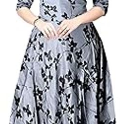 Women Stylish Round Neck Anarkali Long Gown Kurties Dresses (Free Size Upto XXL)-picture-19