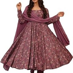 Women's Cotton Blend Anarkali Kurti Plazzo Dupatta Set | Kurta Sets for Women | Ethnic Suit Set | Anarkali Kurta Set with Dupatta Dress | Cotton Kurti for Women-image-12