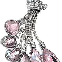Sparkling Rhinestones and Colored Stones Key Ring | Keychain Charm for Girls Bags, Wallets and Luggage - Pink-picture-37