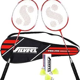 Silver's Aluminium Pro-170 Badminton Kit (2 Racquets with Cover, 1 Box Shuttlecock Pack of 3), Red and White-12
