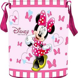 Kuber Industries Disney Print Round Laundry Bag/Bin|Water Proof Material & 3D Disney Minnie Print|Size 37 x 37 x 46 Cm, Capicity 45 L (Pink),Non Woven-12