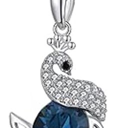 925 Sterling Silver Cubic Zirconia Crystal Peacock Necklace Gift For Self, Necklace For Girls With Message Card,-image-46