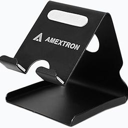 AMEXTRON Universal Mobile Phone Stand – Adjustable Tabletop Desk Holder with Cable Organizer & Card Slot | Foldable & Sturdy Stand for Home & Office (Black)-92