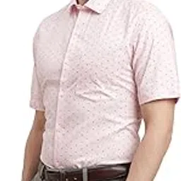 turtle Men 100% Cotton Regular Fit Light Pink Printed Half Sleeve Formal Shirt-picture-22