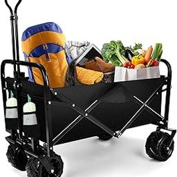 Delavala 3 in 1 Collapsible Wagon Converts to Bench, 220lbs Foldable Wagon Cart with Wheels, 120L Shopping Cart for Groceries Folding Utility Wagon for Beach, Garden, Camping, Sport, Wheel (L)-image-23