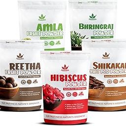 Havintha Amla, Reetha, Shikakai, Bhringraj & Hibiscus Powder For Hair Care | All Hair Type Wash, Healthy Scalp, Nourishment, Mask, Control Dandruff, Hairfall | 100Gram Each (Pack Of 5) (Total 500g)-46