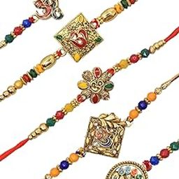 Combo Rakhi, Set of 5 Rakhis, Rakhi for Brother, Rakhi set,Rakhi combo, kids rakhi,Rakhi for kids with Roli-Chawal Pack n Greetings Card Rakhi-5P-117-image-2