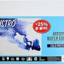 Brustro 100% Cotton Artists Watercolour Paper 300 GSM Cold Pressed A3 (Pack of 4 + 1)-13