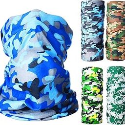 ZaySoo Neck Gaiter Camo Face Mask, Washable Camouflage Face Cover Bandana Mask for Men Fishing Running Motorcycle,Headwear Scarf Face Coverings for Women Men Army Print - 5 pc-image-2