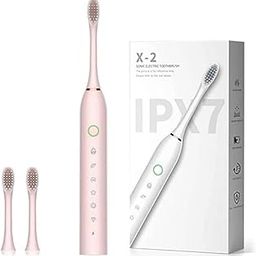 Bitnex Sonic Electric Toothbrush for Adults,Rechargeable Electric Toothbrushe with 2 Brush Heads, 6 Modes, 2 Minutes Smart Timer,4 Hours Fast Charge for 45 Days, (Toothbrush + 2 Brush Heads, pink)-image-39