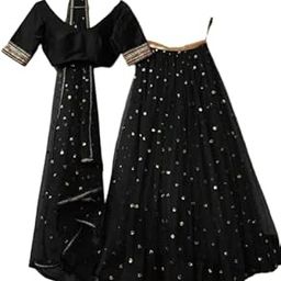 Net A Lady's First Love Women's Party Semi-Stitched Sequence Work Very Soft Butterfly Lehenga Choli With Dupatta (Black)-15