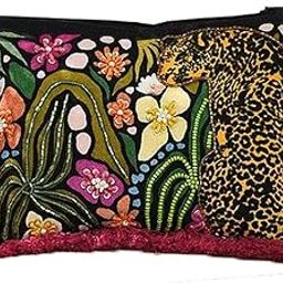 Summer Jungle Printed Pouch with Touch of Bead & Cut Dana and Multicolor Fringes, Multi-image-80