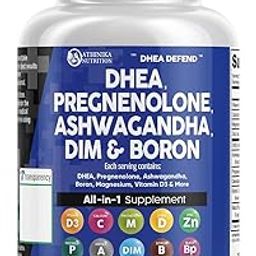 DHEA 200mg Pregnenolone 100mg for Men & Women with DIM Ashwagandha Boron 6mg Calcium Zinc 50mg Vitamin D3 5000 iu Hormone Capsules 60.-image-84