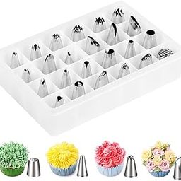 Netizen 24 pcs Stainless Steel Nozzles Set for Cake Decorating for Icing on cakes, cupcakes and pastry, cake nozzle set, nozzle set, cake making set, nozzle for cake etc-12