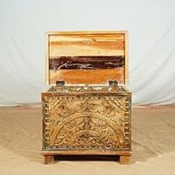 KARNI HANDICRAFTS Solid Wooden Storage Wooden Trunk | Center Table | Coffee Table | Storage Box For Living room, Bedroom, Hotel & Home (Natural)-image-95