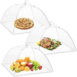 Onarway 3 Pack Food Serving Tents 14 Inch Pop-Up Encrypted Mesh Food Covers, Keep Flies Bugs Mosquitoes Away, Fine Net Screen Umbrella for Outdoors, Parties Picnics, BBQs, Reusable and Collapsible-12