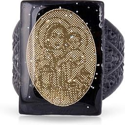 Missmister Brass Black Laminated Mother Mary Jesus Fingerring Christian Jewellery-image-31