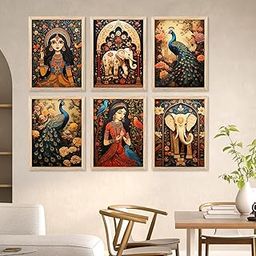 kotart Premium Digital Madhubani Art Paintings with Frame for Home Decor - Framed Painting for Living Room Bedroom Office Room Decor - Painting for Wall Decoration - Pack of 6 (10X13, D)-image-18