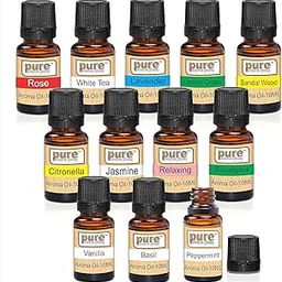 Pure Source India 12 In One aroma oil pack (Lemon Grass, Lavender, Jasmine, Rose, Citronella, Eucalyptus, Peppermint,Sandal Wood, Relaxing,Vanilla,White Tea, Basil 10 ML each)-image-19