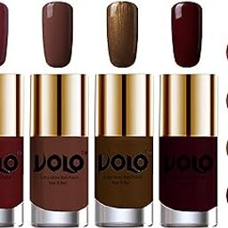 Volo Nail Polish Sets ( 4 Bottles) High Shine Smooth Long Lasting Nail Paints Combo Exceptionally Shine (Metallic Maroon, Chocolate Brown, Brown Coffee and Maroon)-2