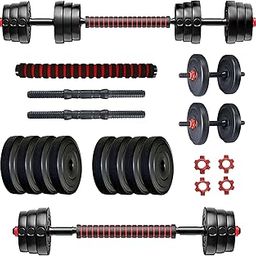 Protoner PVC 3 in 1 convertible DM 4-40 Kg Dumbbells Set and Fitness Kit for Men and Women Whole Body Workout (20 kg (2 kg x 4, 3 kg x 4), 3 in 1 convertible)-12