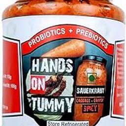 Hands on Tummy - Sauerkraut Spicy (110 Grams) - Probiotic - Spicy Fermented Cabbage + Carrot Mixed Pickle - Organic-image-62