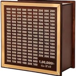 SVAPI Pack of 1 Chandan Wood Wooden Piggy Bank for Kids & Adults | Carved Coin Box, Money Saving Box, Donation Box, Smart Mini Bank with Number Lock | Handmade Wooden Money Saver Box-15