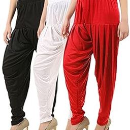 Ultra Soft Rayon Viscose Solid Attractive Pleated Pattern Casual wear Patiala Pants for Womens - Pack of 3 pcs-image-62