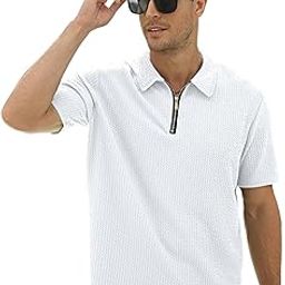 Men's Solid Zip Polo Neck T-Shirt | Polyester Blend | Regular & Comfort Fit-image-44
