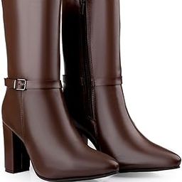 Elegant Women's Mid-Calf Office, Winter Outings, and All Occasion Wear Boots with 9 CM Block Heel-image-95
