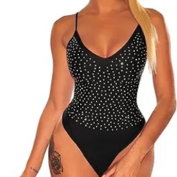 Eiffel Women's High Neck Sheer Mesh Sleeveless Black Bodysuit Tank Top - - Large, Black-3, L-image-35