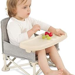 Olpad Booster Seat for Dining Table, BabyBond Upgraded Toddler Portable High Chair with Removable Tray, Stable and Foldable Baby Booster Seat for Indoor/Outdoor (Grey)-image-22