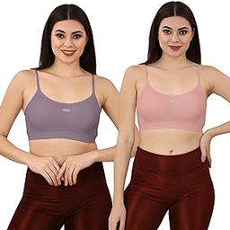 vihrik Women's Seamless Cotton Sports Bra Pack of 2 – Padded T-Shirt Bra with Removable Pads, Non-Wired, Anti-Sweat, Breathable Fabric, Full Coverage, Everyday Comfort-picture-37