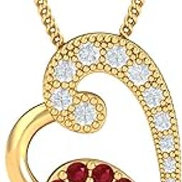 18KT Yellow Gold Elle Ruby Heart Pendant for Women-image-29