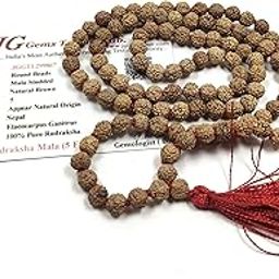 Natural Original 5 Panch Mukhi Rudraksha Jaap Mala Original with Certificate (108) 6 mm Beads for Pooja Astrology Wearing in Neck/Holding for Men Women Boys Girls-image-12