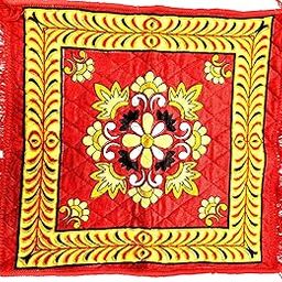 Square Pooja Aasan Mat | Multipurpose Floor Mat for Sitting, Meditation, Prayer and Ritual Use | Traditional Design for Home, Temple, and Daily Activities Pack of 4-image-16