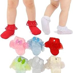 Baby Ruffle Socks, Lace Eyelet Design, Princess Style-image-32